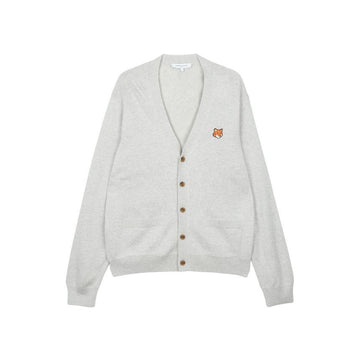 Maison Kitsune Men's Fox Head Merino Cardigan Gray PM00501KT1181-H120 153191760