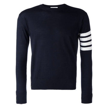 THOM BROWNE Klassischer Wollstrick Pullover mit diagonaler Armbinde 23SS 415 48463502