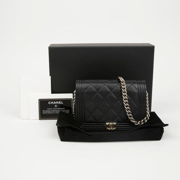 CHANEL Boy Mini WOC Caviar Chain Bag Black Gold 156932132