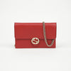 Gucci Interlocking G Mini Leather Wallet Chain Bag Red 156977692 [P]