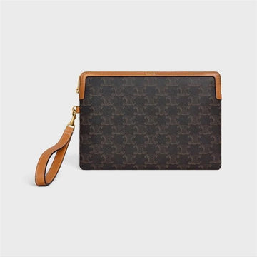 Celine Triomphe Small Strap Pouch - Triomphe Canvas Calfskin 10J503I91 04LU 157211732 [P]