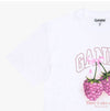 Ganni Heavy Cotton Raspberry Rhinestone Logo Women's T-Shirt 157225022 [P]