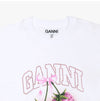 Ganni Heavy Cotton Raspberry Rhinestone Logo Women's T-Shirt 157225022 [P]