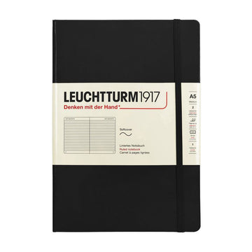 LEUCHURM Softcover Medium A5 Black, Wirebound Notebook 157225084