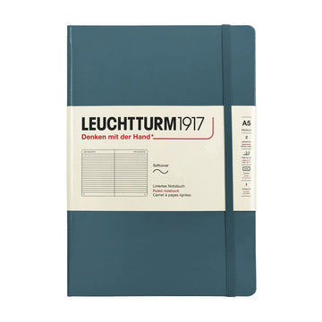 LEUCHURM Softcover Medium A5 Stone Blue, Wirebound Notebook 157225086