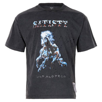 SATISFY Alter Schwarz Pferd Distressed Montech T-Shirt 11006 00A16 157227248