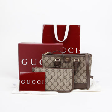 Gucci Ophidia Mini Tote Bag Beige / Ebony Supreme 156909611