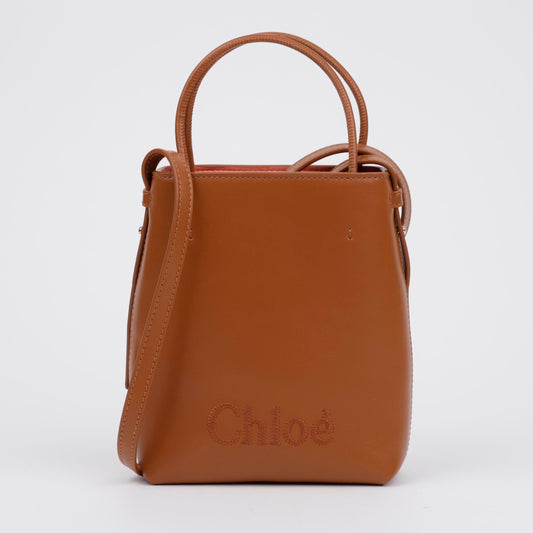 Chloe Logo Embroidered Micro Tote Bag Brown 156720080