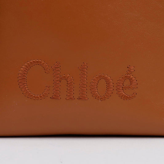 Chloe Logo Embroidered Micro Tote Bag Brown 156720080