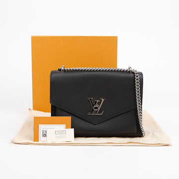 Louis Vuitton Leather Mylockme Chain Shoulder Crossbody Bag Black 157019596