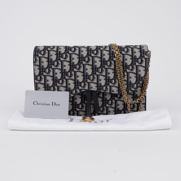 DIOR Saddle Pouch Oblique Jacquard Chain Pouch Bag Blau 156725982