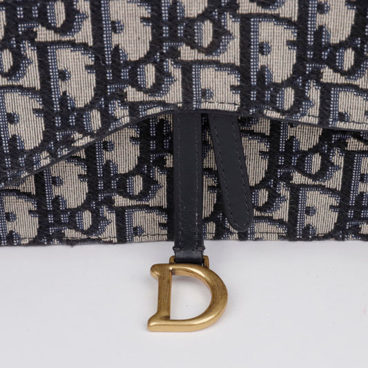 Dior Saddle Pouch Oblique Jacquard Chain Pouch Bag Blue 156725982