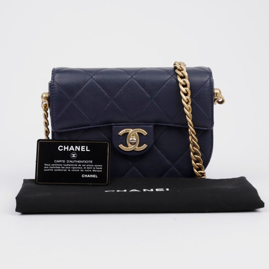 CHANEL Half Moon Mini Chain Shoulder Crossbody Bag 156731022