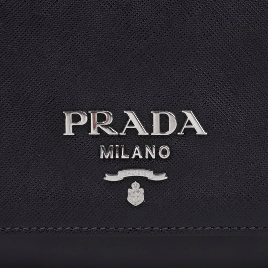 Prada Black Silver-Tone Saffiano Leather Chain Mini Shoulder Bag 157159585