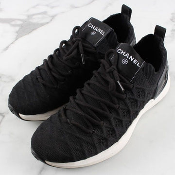 CHANEL Quilted Knit Logo Sneakers Black 36.5(235) 157229326
