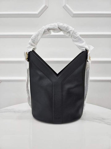 Saint Laurent Y Top Handle Bucket Leather Black 840891 157229577