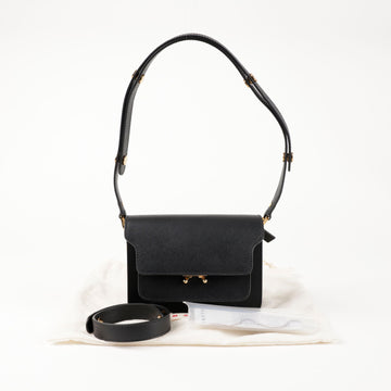 Marni Trunk Mini Saffiano Leather Shoulder Bag Black 156721300