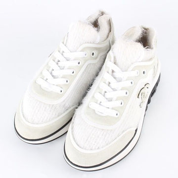 CHANEL Knit Sneakers White 36.5(235) 157230786