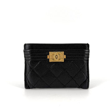 CHANEL Boy Gold Logo Card Holder 157233373