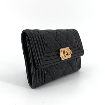 CHANEL Boy Gold-Plated Flap Cardholder 157233903 [P]