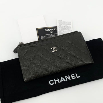 CHANEL Caviar Zip Pouch Long Wallet 157235153