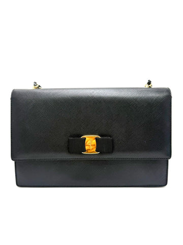 Salvatore Ferragamo Bara Gini Chain Crossbody Bag Black (21E480) 157265352