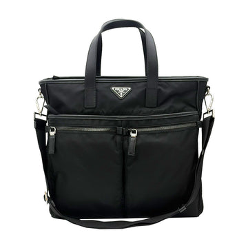 Prada Black Re-Nylon Saffiano Leather Tote 2WAY 2VG860 157265493