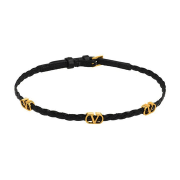 Valentino Gavroche V Logo Braided Leather Necklace 144731736 [P]