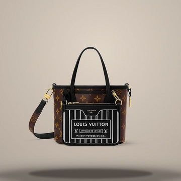 Louis Vuitton Neverfull Bandouliere Inside Out BB Black Cowhide Leather / Monogram Coated Canvas M28347 157285606