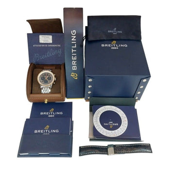 Breitling Navitimer Black Dial 18k Rose Gold 43mm Chronograph 157285662