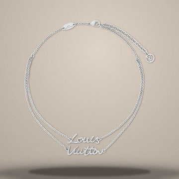 LOUIS VUITTON スクリプトネックレス パラジウムカラー メタル M03489 157285706