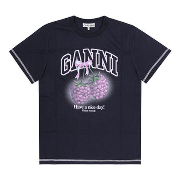 Ganni Raspberry Logo Women's Short Sleeve T-shirt 157224745 [P]