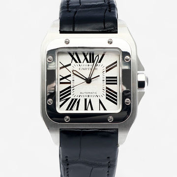 CARTIER サントス 100 ラージ ビッグサイズ W20073X8 メンズ スティール レザー ウォッチ 2007年単品 157293289