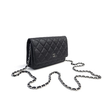 CHANEL Black AP0250 Classic Caviar WOC Flap Crossbody Bag Silver 157295099