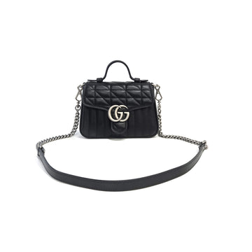 GUCCI GG Marmont マトラッセ レザー ミニ フラップ クロスバッグ ブラック 583571 157295882