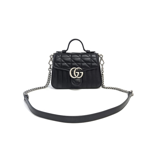 GUCCI GG Marmont マトラッセ レザー ミニ フラップ クロスバッグ ブラック 583571 157295882