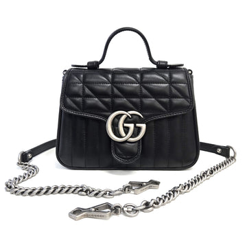 GUCCI Schwarze 583571 GG Marmont Matelassé Leder Mini Flap Crossbody Tasche Schwarz 157295925