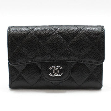 CHANEL Black Caviar Silver Classic Business Card Wallet AP0214 157299946