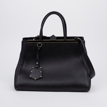 Fendi Medium Leather Tote Shoulder Bag Black 157222452