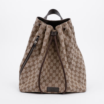Gucci Drawstring GG Canvas Backpack Brown 157223023