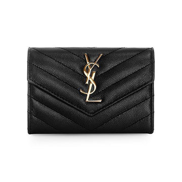 Saint Laurent Envelope Card Holder 414404 BOW01 1000 Monogram Matelassé Black Women's Card Holder 46574648