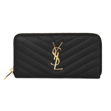 Saint Laurent Long Wallet Monogram Mattelasse Zipper Around 41256617