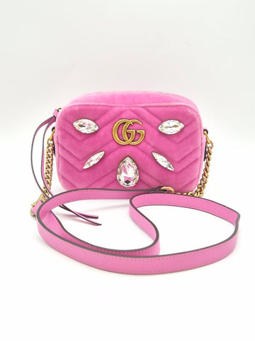 Gucci Matelassé Mini Crossbody Bag Velvet Pink (448065) 157301693