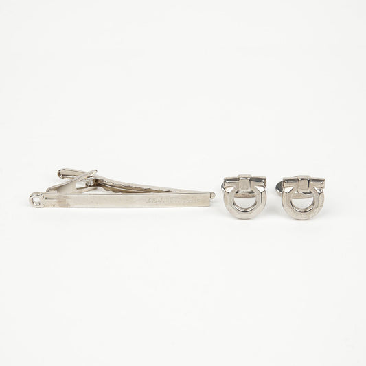 Salvatore Ferragamo Gancini Cufflink Tie Pin Set 157148447
