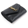SAINT LAURENT 403943 schwarze strukturierte gepolsterte kompakte 3-fach Geldbörse 157302990 [P]