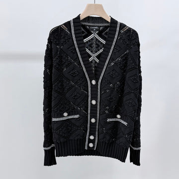CHANEL レディースカシミアニットカーディガン ブラック 40 157303314