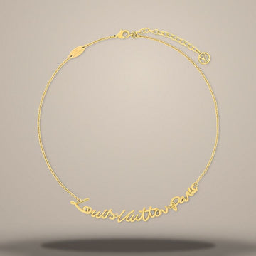 Louis Vuitton LV Script Necklace Gold Metal M03525 157304162