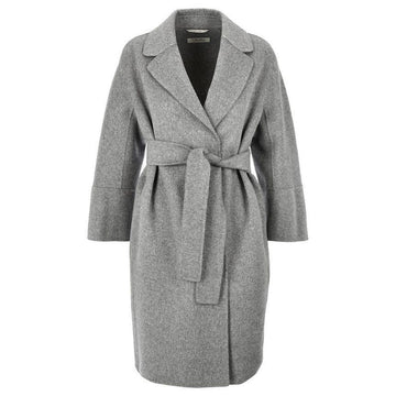 MAXMARA ARONA Gürtelte Wolljacke Grau Melange 2390111031 070 54356201