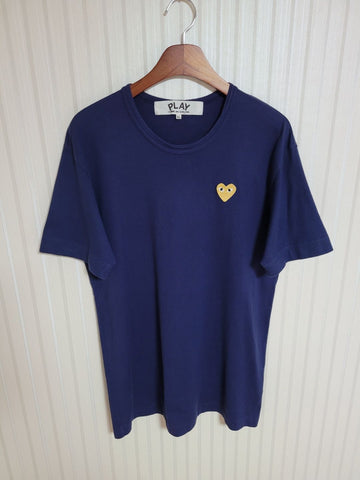 Comme Des Garcons Navy Gold Patch Short Sleeve T-Shirt [XL] 157308632