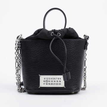 MAISON MARGIELA 5AC kleine Körnige Leder Eimer Tasche schwarz 157005678